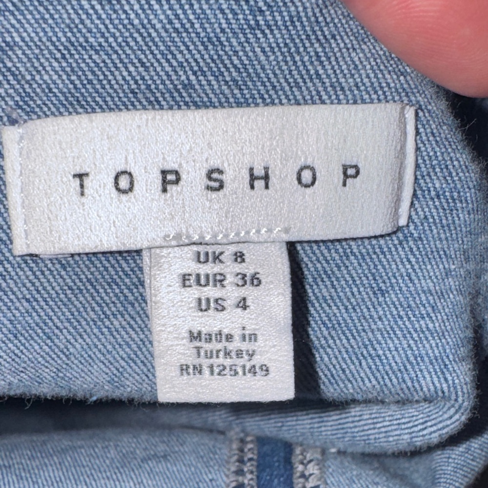 Topshop Blue Denim Mini Dress Sleeveless Casual Fitted Low back Nordstrom size 4 - Picture 6 of 6